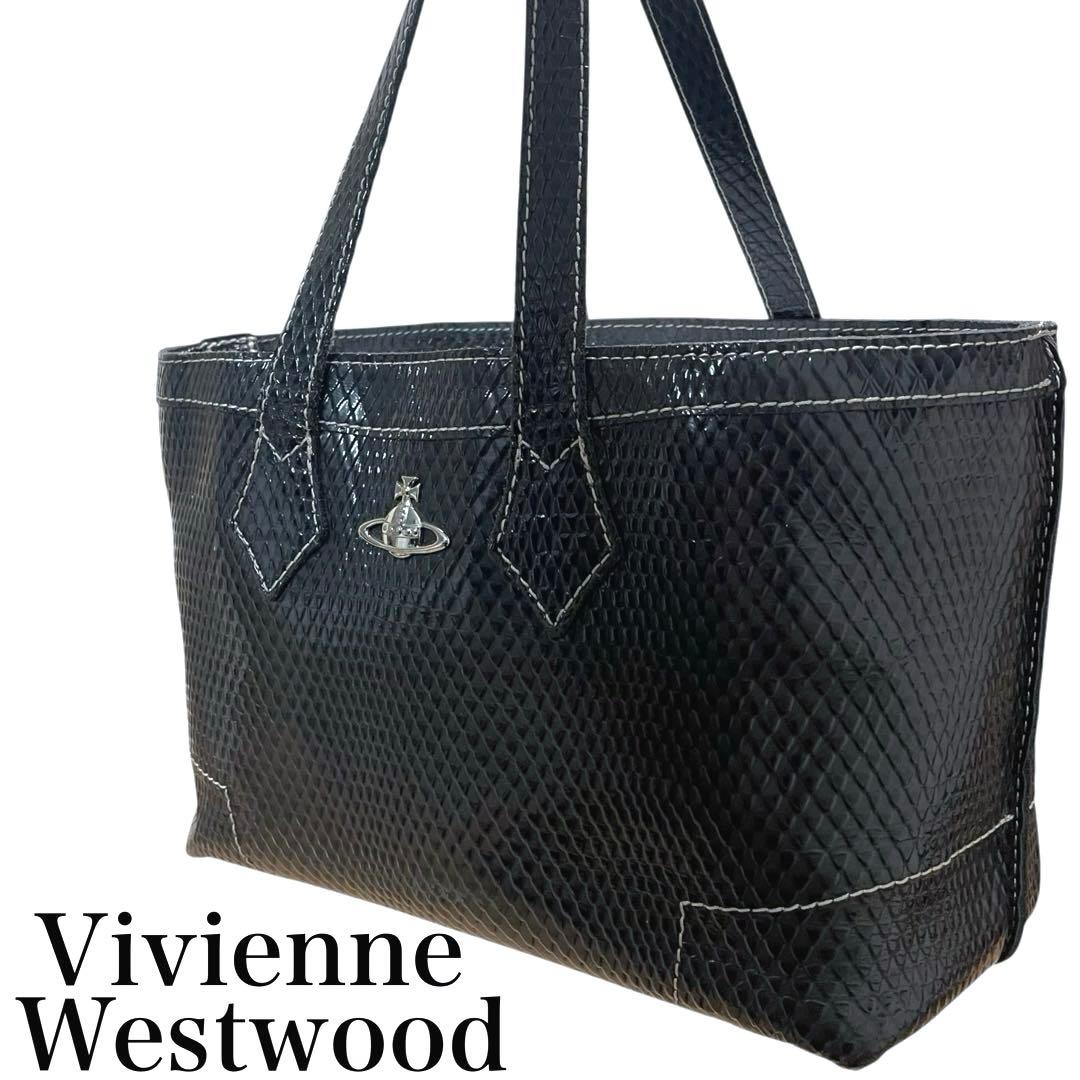 Vivienne Westwood エナメル 型押し　オーブ付き　ハンドバッグ