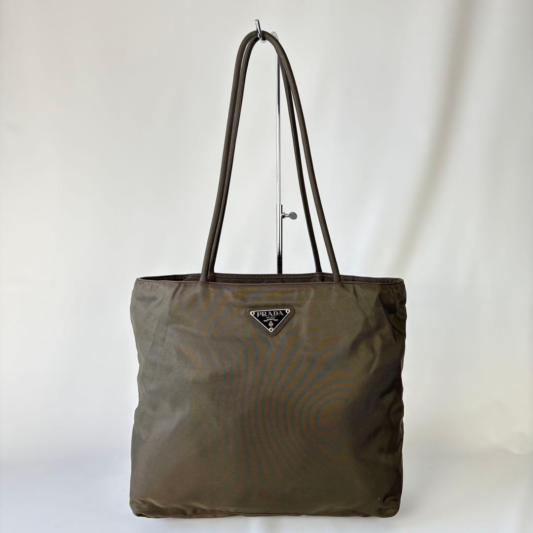 PRADA ナイロン トートバッグ ハンドバッグ カーキ　ブラウン　大容量