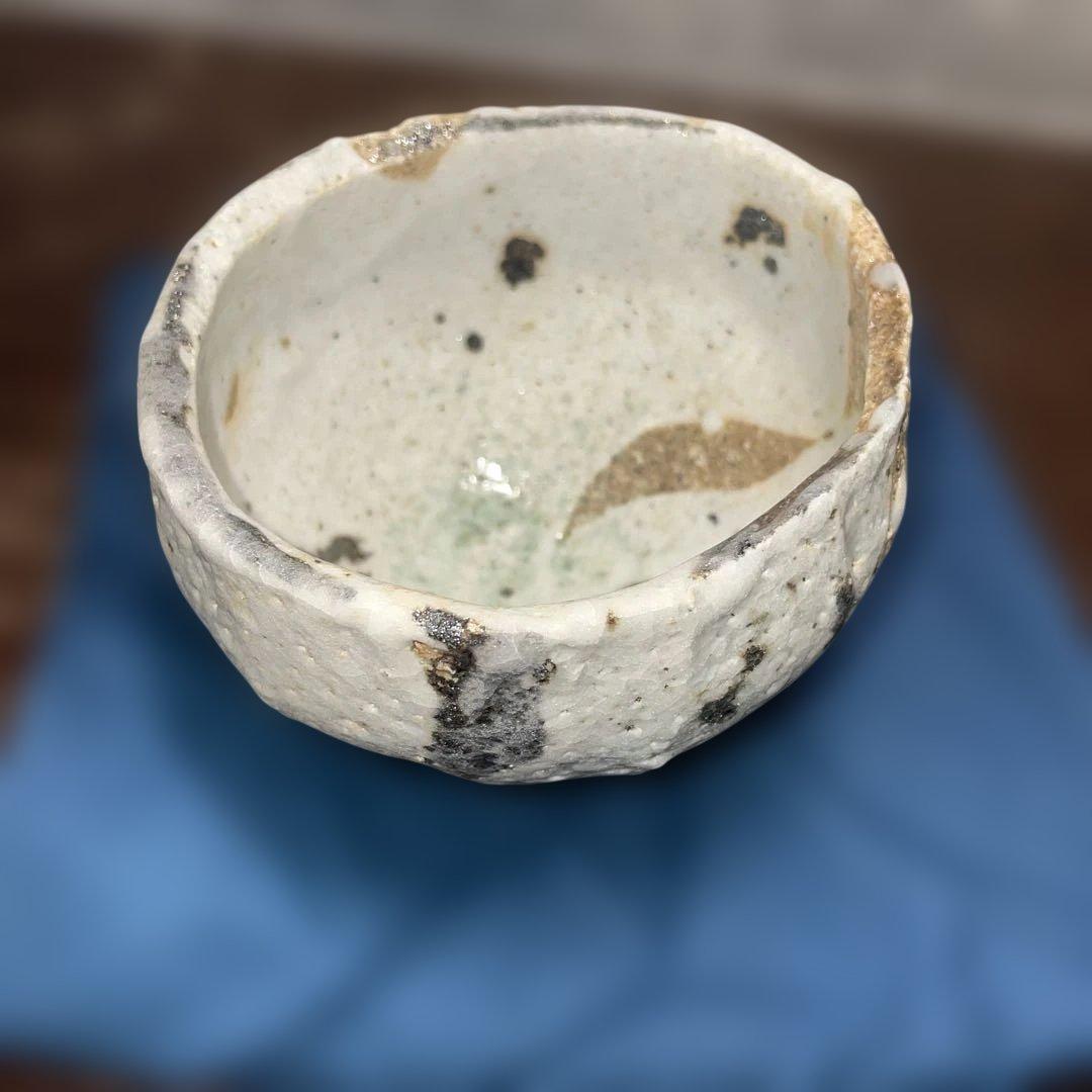 加古 勝己 沫雪茶碗　共箱、略歴書付き