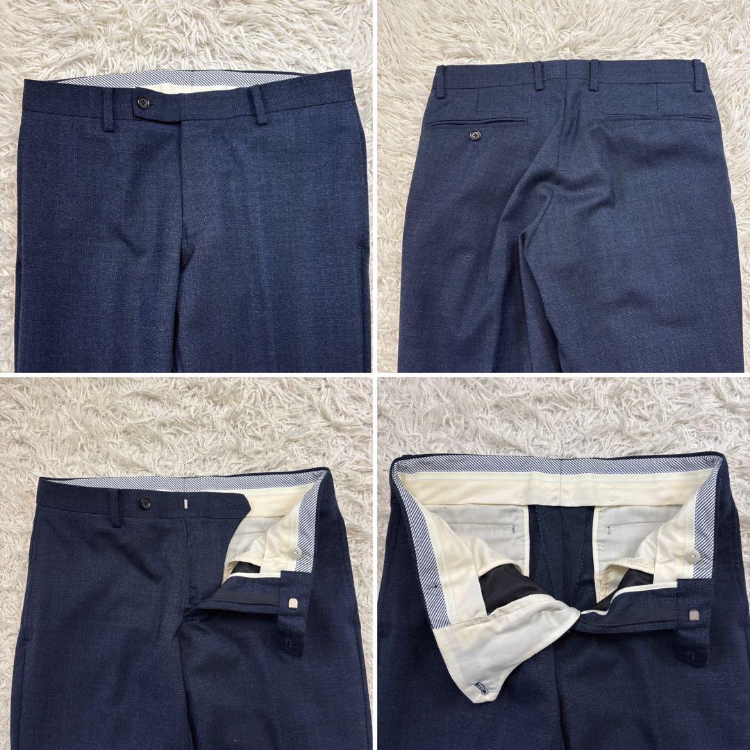 美品☆【タカキュー】ダブルベスト　ピンチェック　3ピース　ネイビー　Y4 S〜M