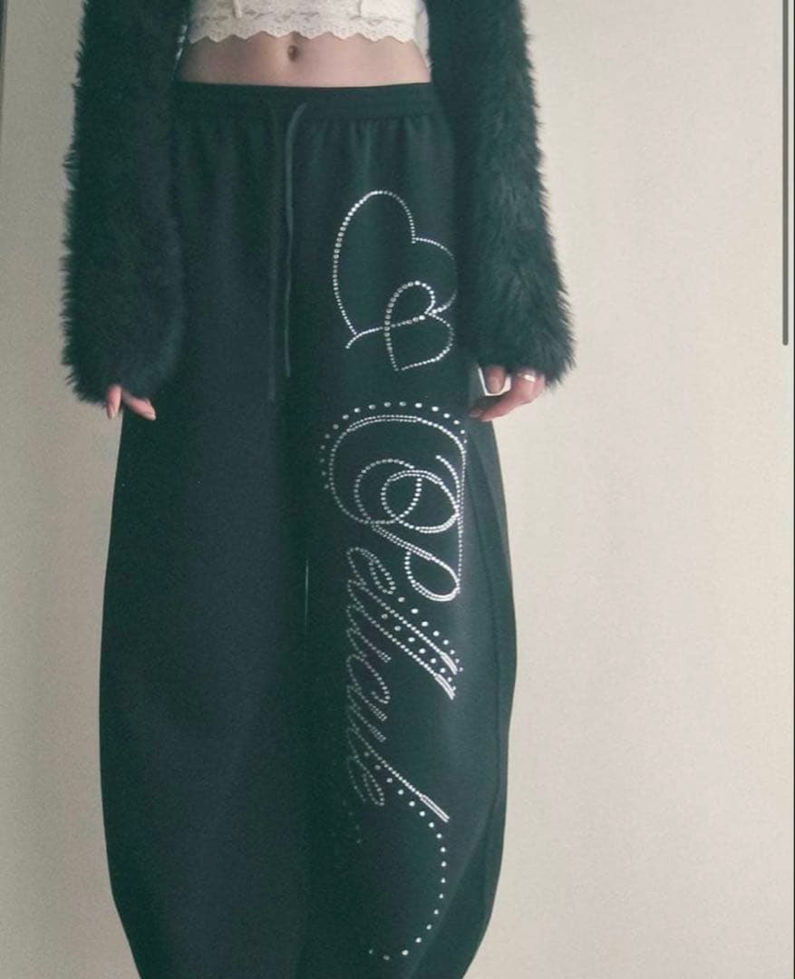 ブラック PELLICULE stone-deco sweat pants