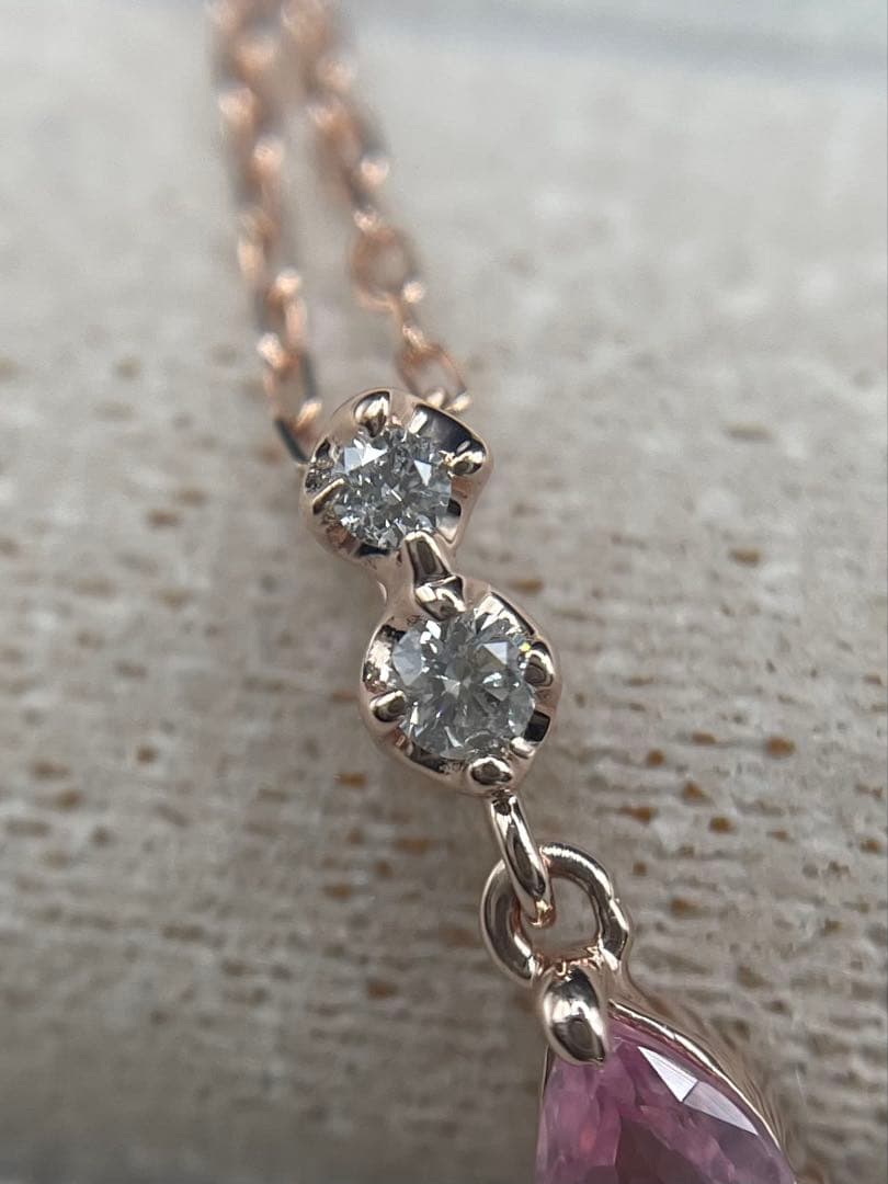 専用JA221★高級 パパラチアサファイア D K10PG ネックレス 鑑付