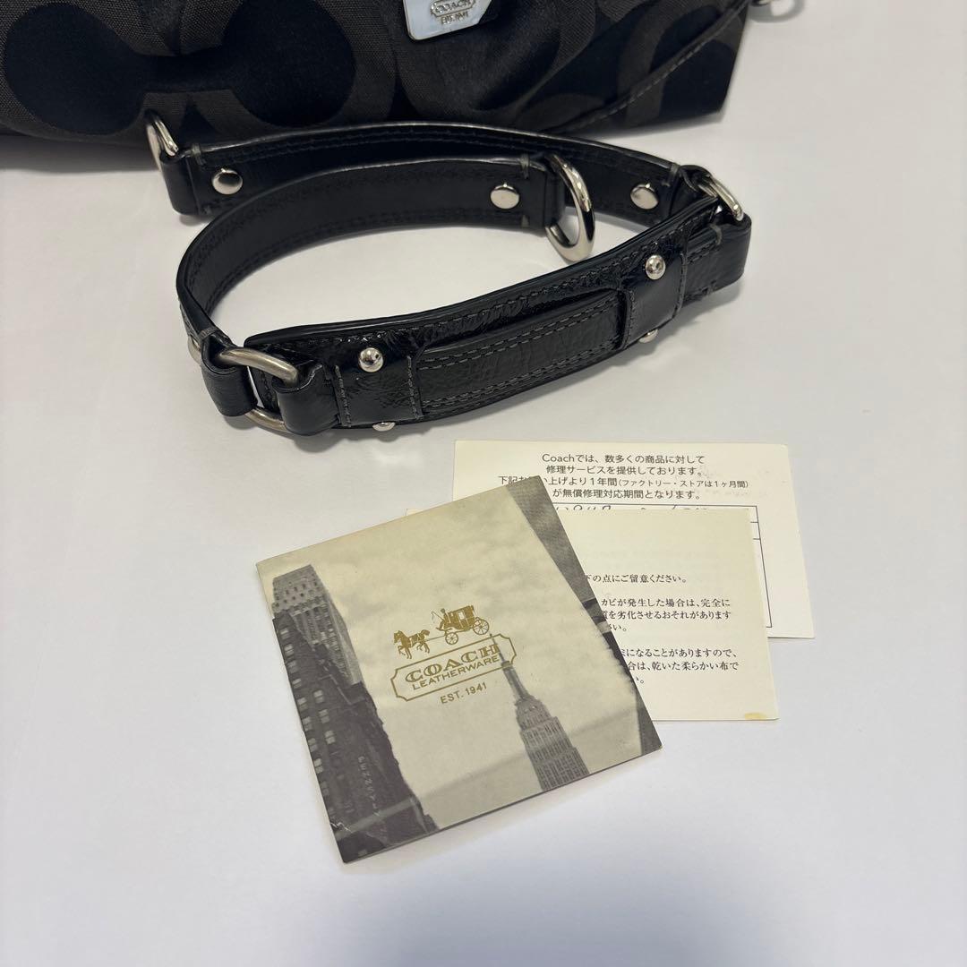 美品　COACH キャンバス×レザー ショルダーバッグ ハンドバッグブラック系