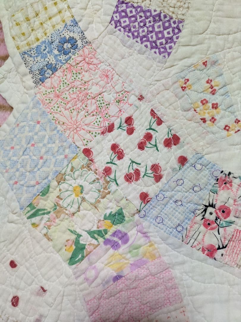 アンティークキルト　カット　ダブルウエディング　フィードサック