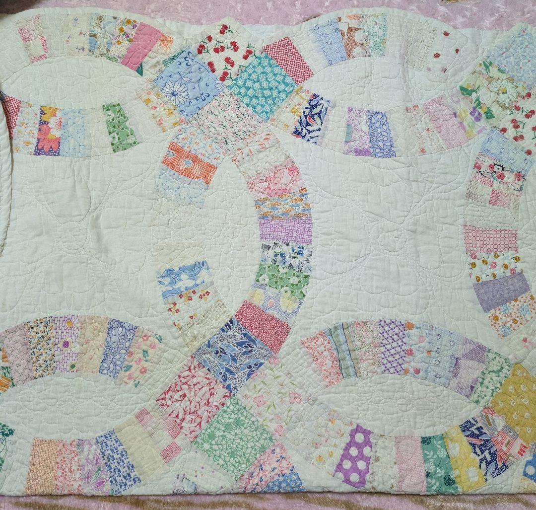 アンティークキルト　カット　ダブルウエディング　フィードサック