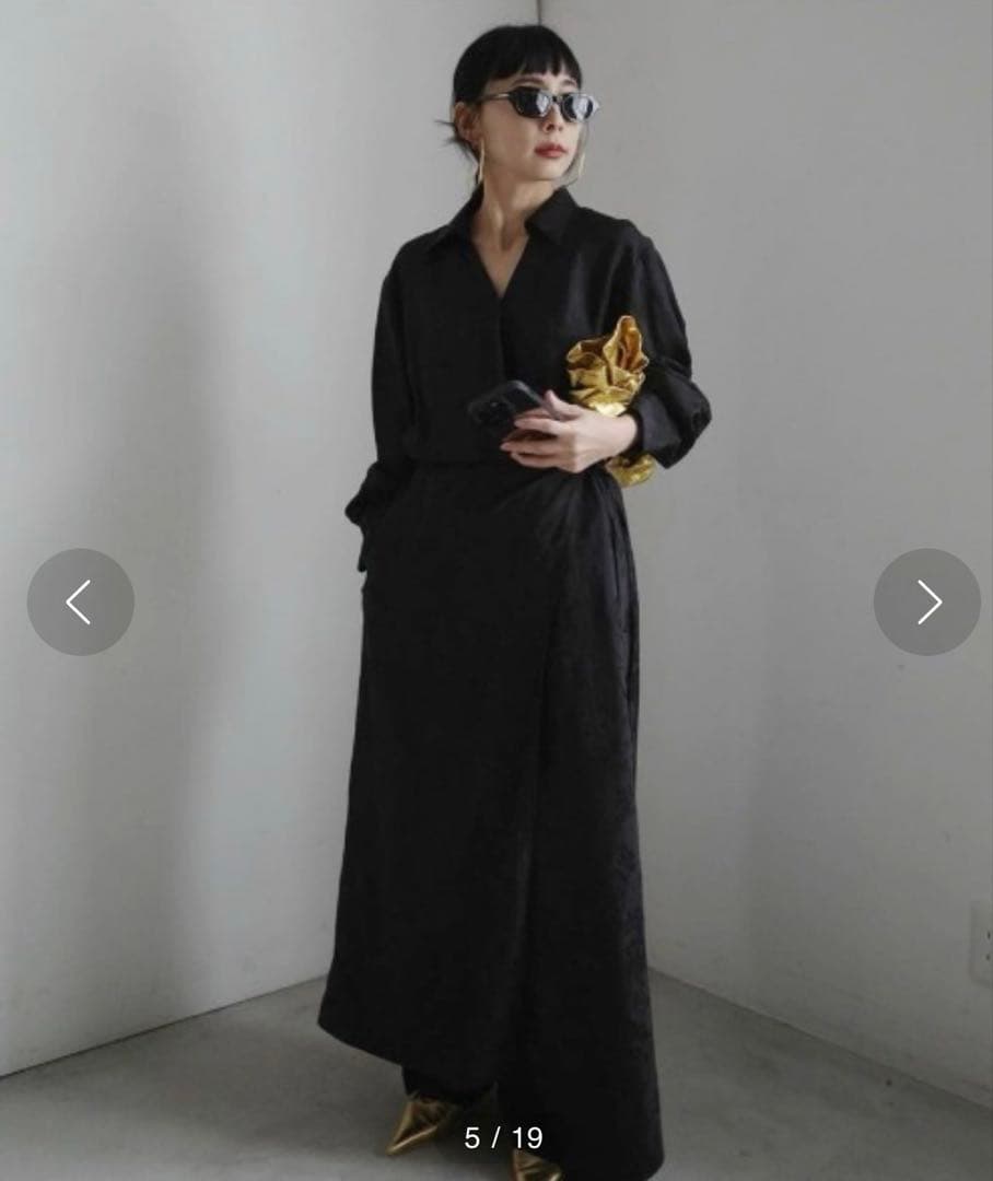 Ameri サテンジャカードフラワードレス