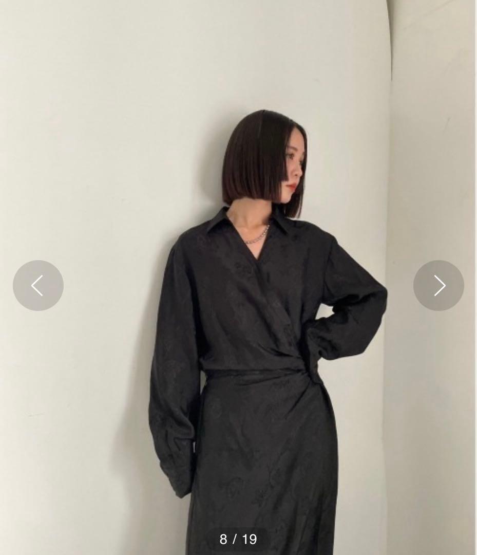 Ameri サテンジャカードフラワードレス