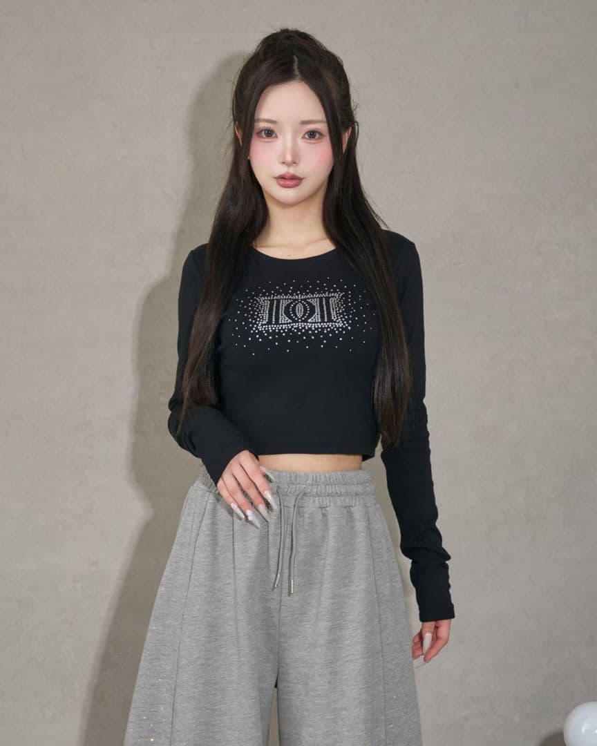 ダーリッチ シャイニーDDロゴコンパクトロングTシャツ ブラック