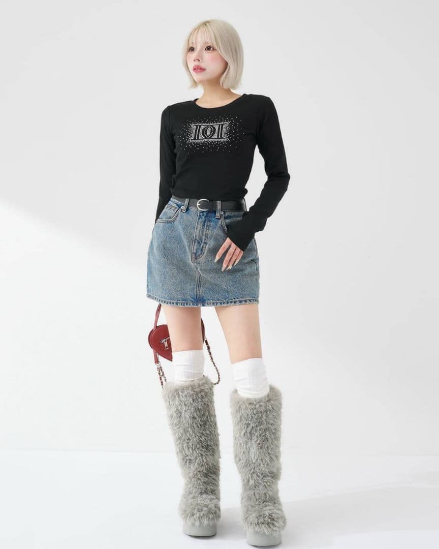 ダーリッチ シャイニーDDロゴコンパクトロングTシャツ ブラック