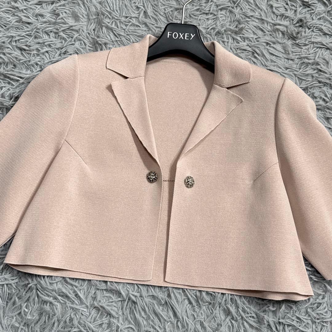 極美品✨フォクシー ニットジャケット リトルジュエル ビジュー ピンク