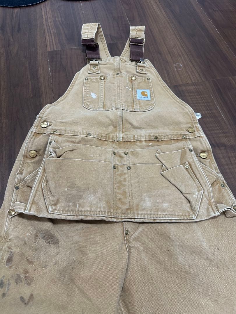 週末値下げ！希少エプロン付きUSA製Carhartt オーバーオールダブルニー