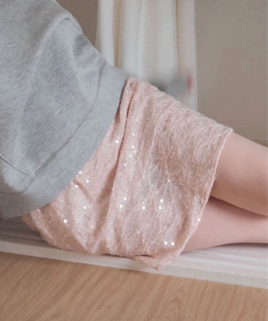 muguet スパンコールミニスカート ピンク Mサイズ