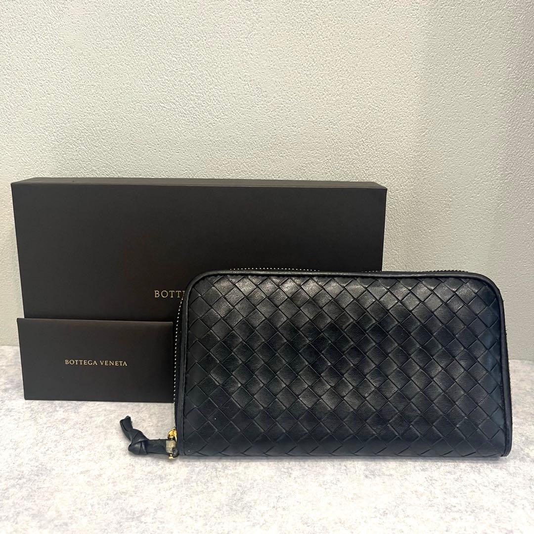 BottegaVeneta ボッテガヴェネタ　長財布　ブラック　イントレチャート