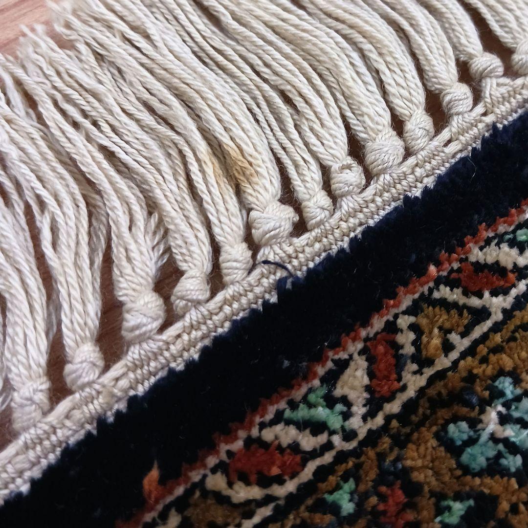 Y3291 高級ペルシャ絨毯 クム産 シルク100% 手織り 130×82㎝