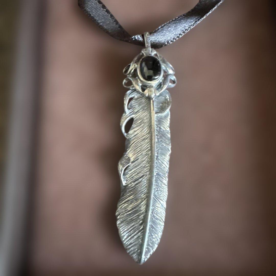 【新品・送料込】　buff ネックレスのトップ　シルバー×オニキス