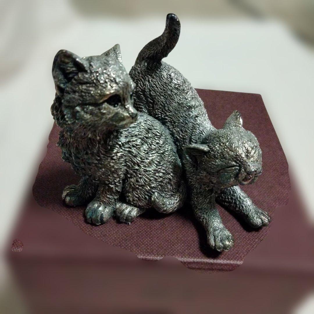 特別価格!Comyns ピューター猫の置物 マレーシア製(2体合わせ)