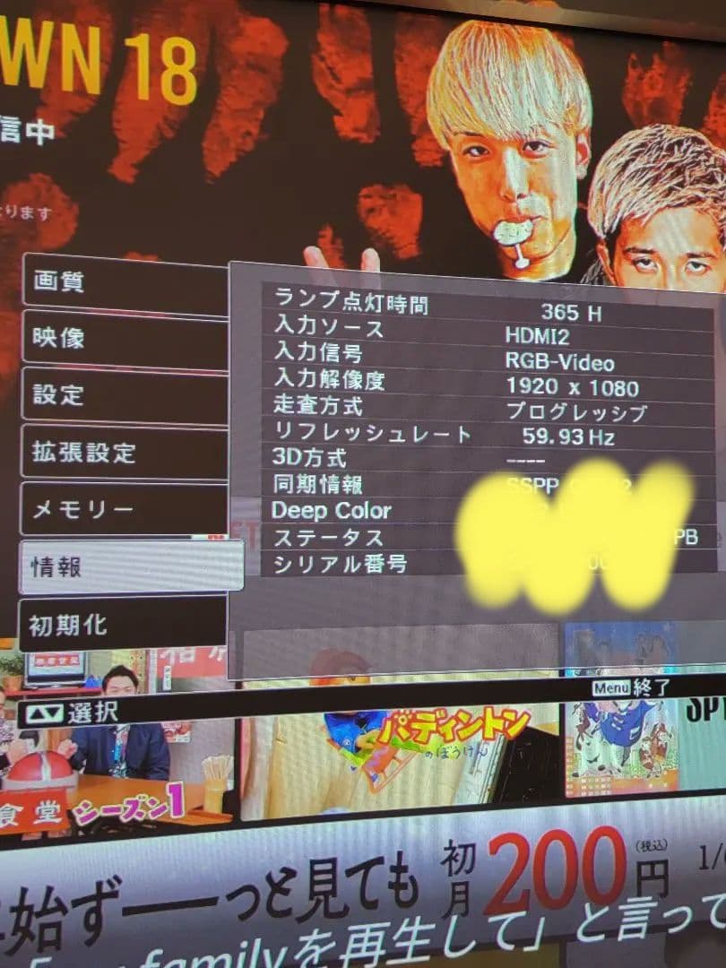 EPSON　tw8100　プロジェクター