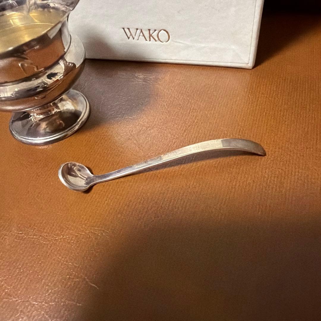 WAKO シルバー製フラワーカップとスプーンセット　薬味小皿