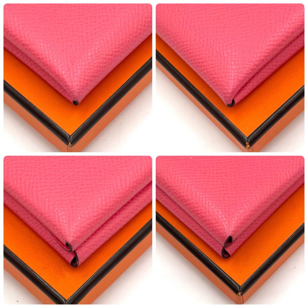 極美品 HERMES エルメス カルヴィデュオ ピンク コンパクトウォレット