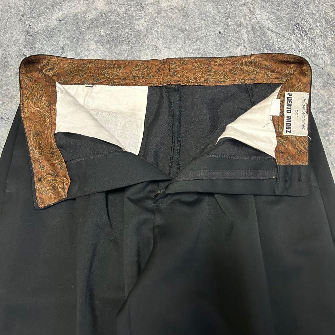 90s “4タック” レーヨンギャバ スラックス “ブラック” ヴィンテージ