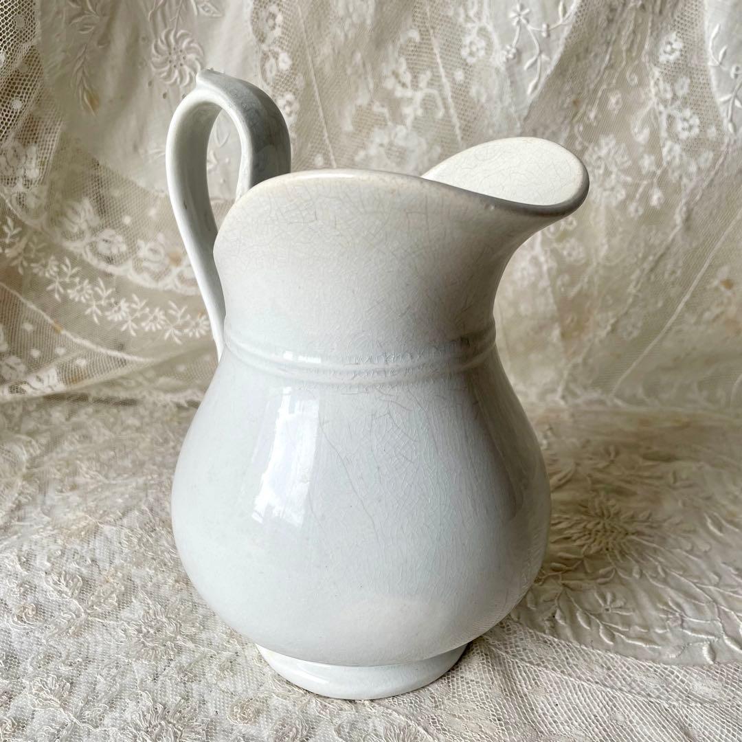 ショワジールロワ　白釉ピシェ　水差し　フラワーベース　フランスアンティーク