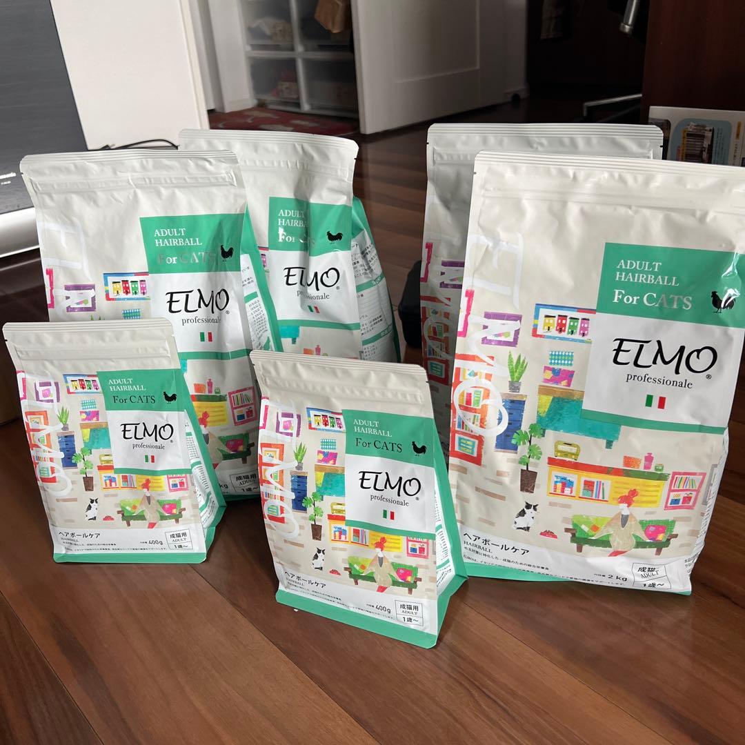ELMO エルモ キャットフード 成猫用 ヘアボールケア　計8kg +800g