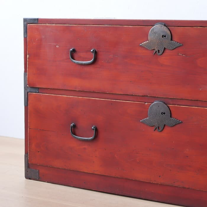 アンティーク 引出し2杯 2段 和箪笥 ローチェスト 古家具 テレビ台