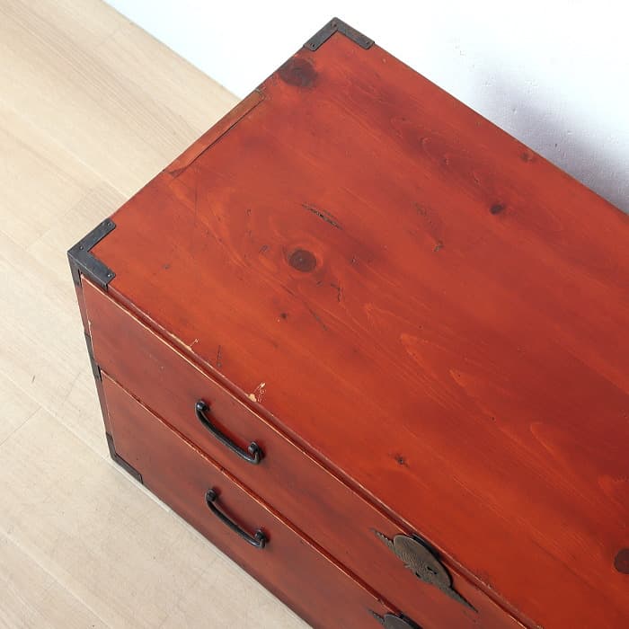 アンティーク 引出し2杯 2段 和箪笥 ローチェスト 古家具 テレビ台