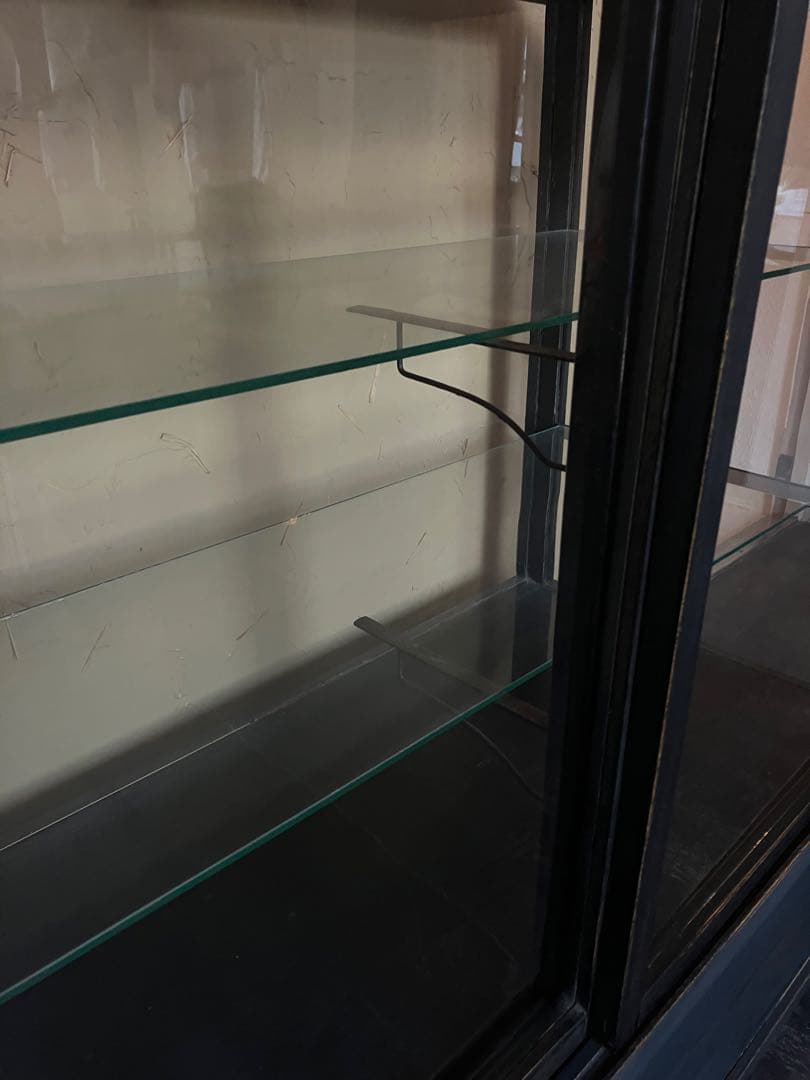 ショーケース 棚 ゆらゆらガラス　木製　古家具　アンティーク