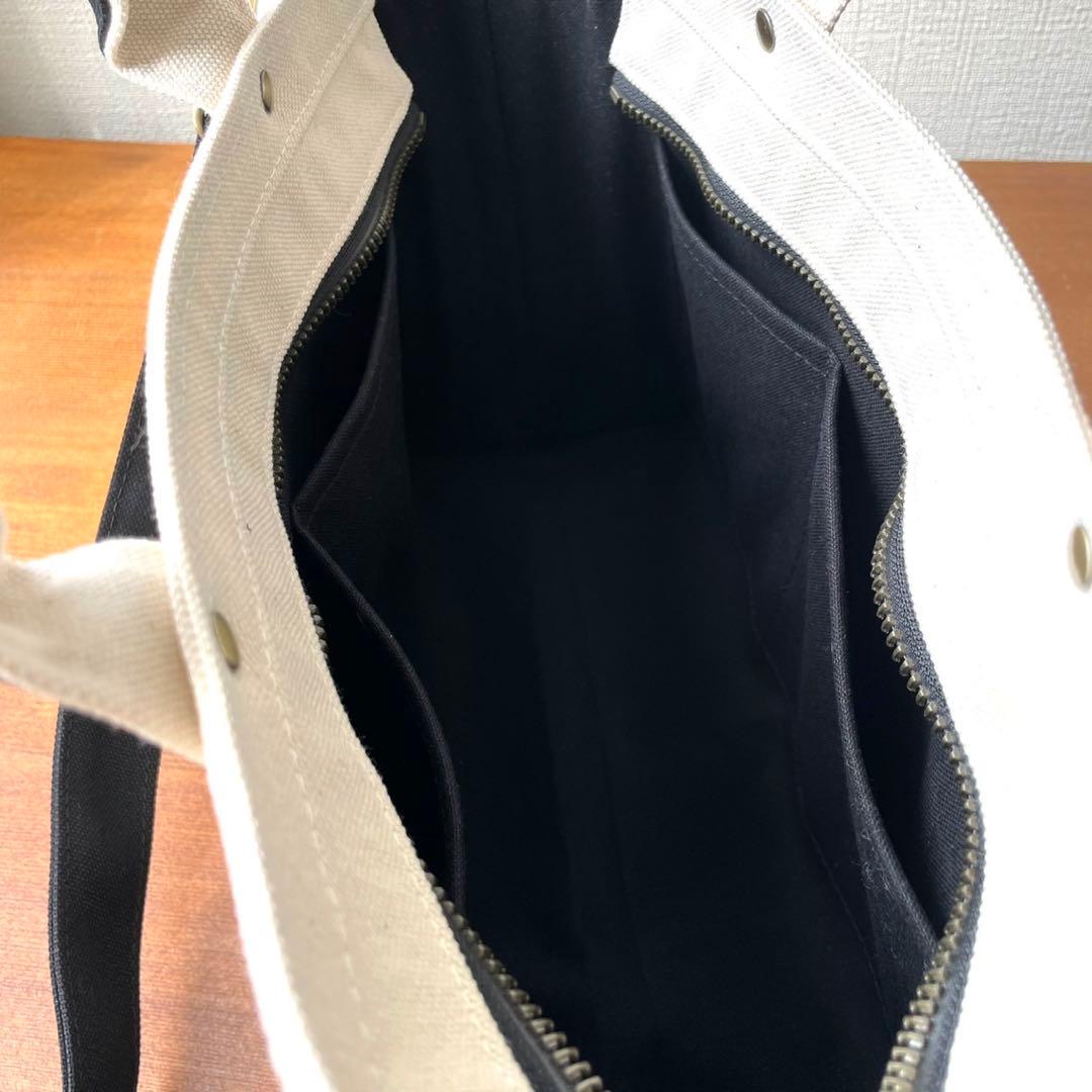 8号帆布トートバッグ(横長)キナリ×ブラック　たみと