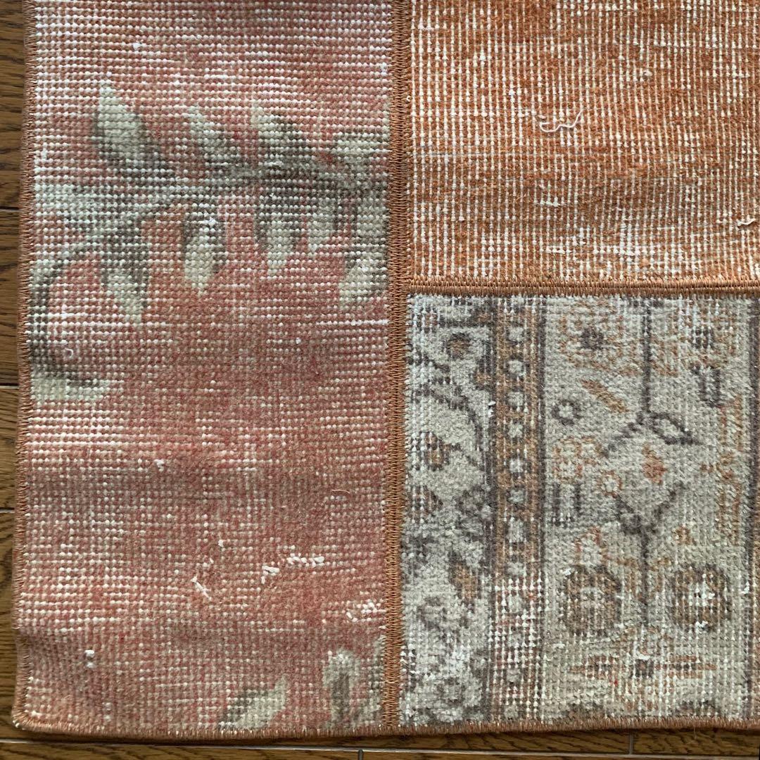 ササ　ペールオレンジ　ランナー　174×65 トルコヴィンテージラグ