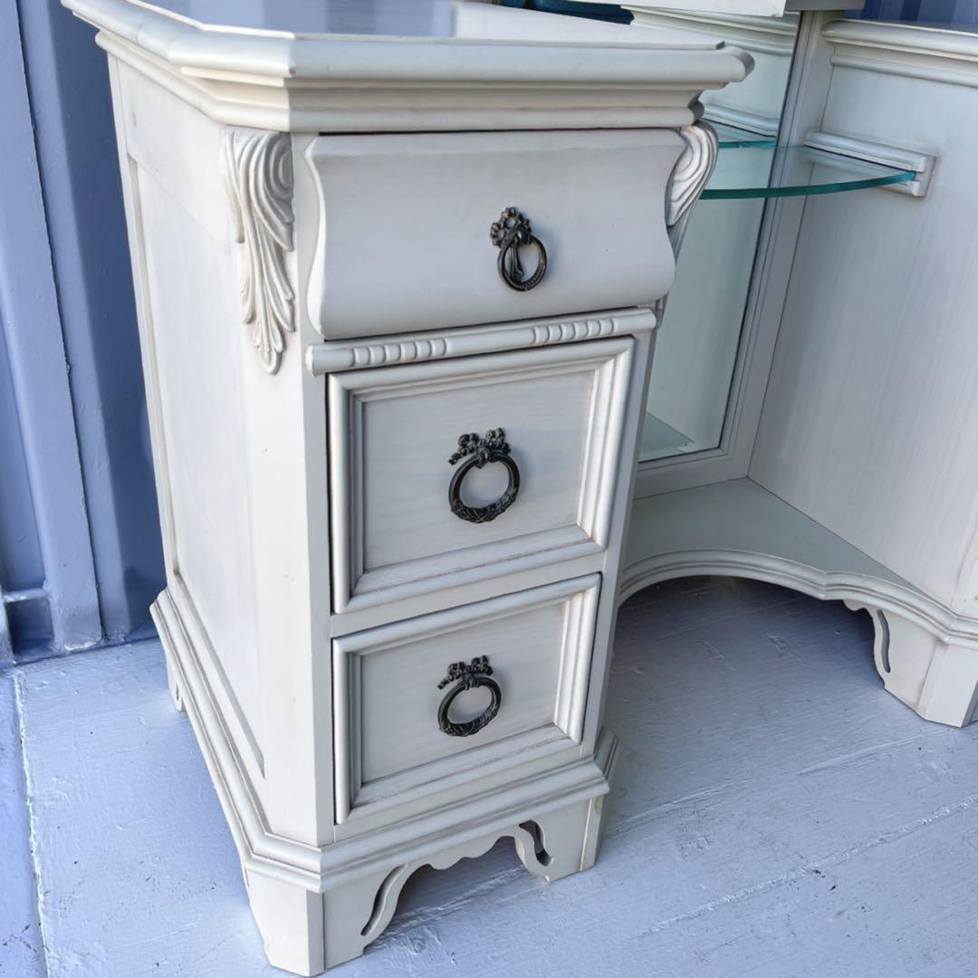 取付無料！リンホーリン レキシントン 姫系アイボリー アンティークドレッサー✨