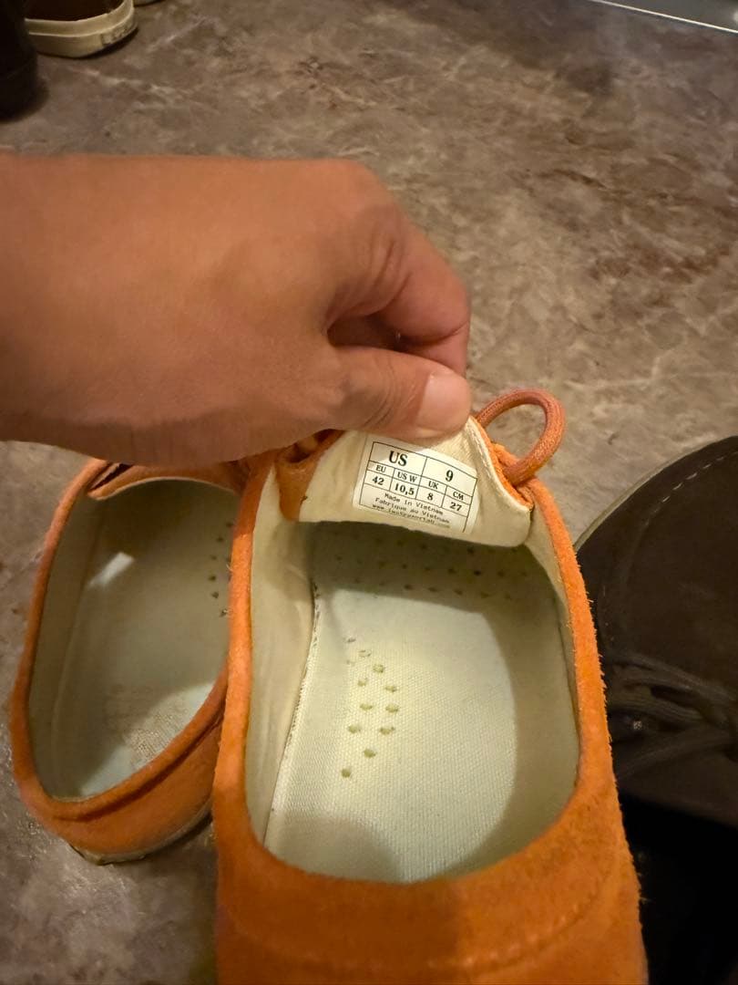 last resort abオレンジ スエード モカシン