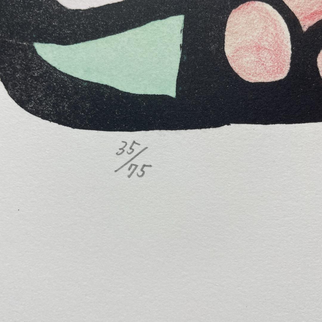 北川 民次 図録掲載作品 「果物を売る女」 リトグラフ 版画