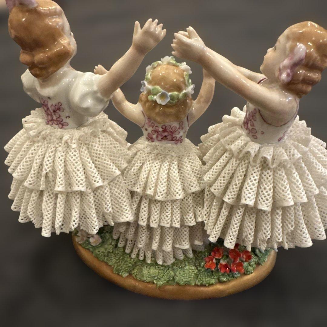 最終　超希少ドイツマイセンドレスデン　ジッツェンドルフお花畑で遊ぶ少女