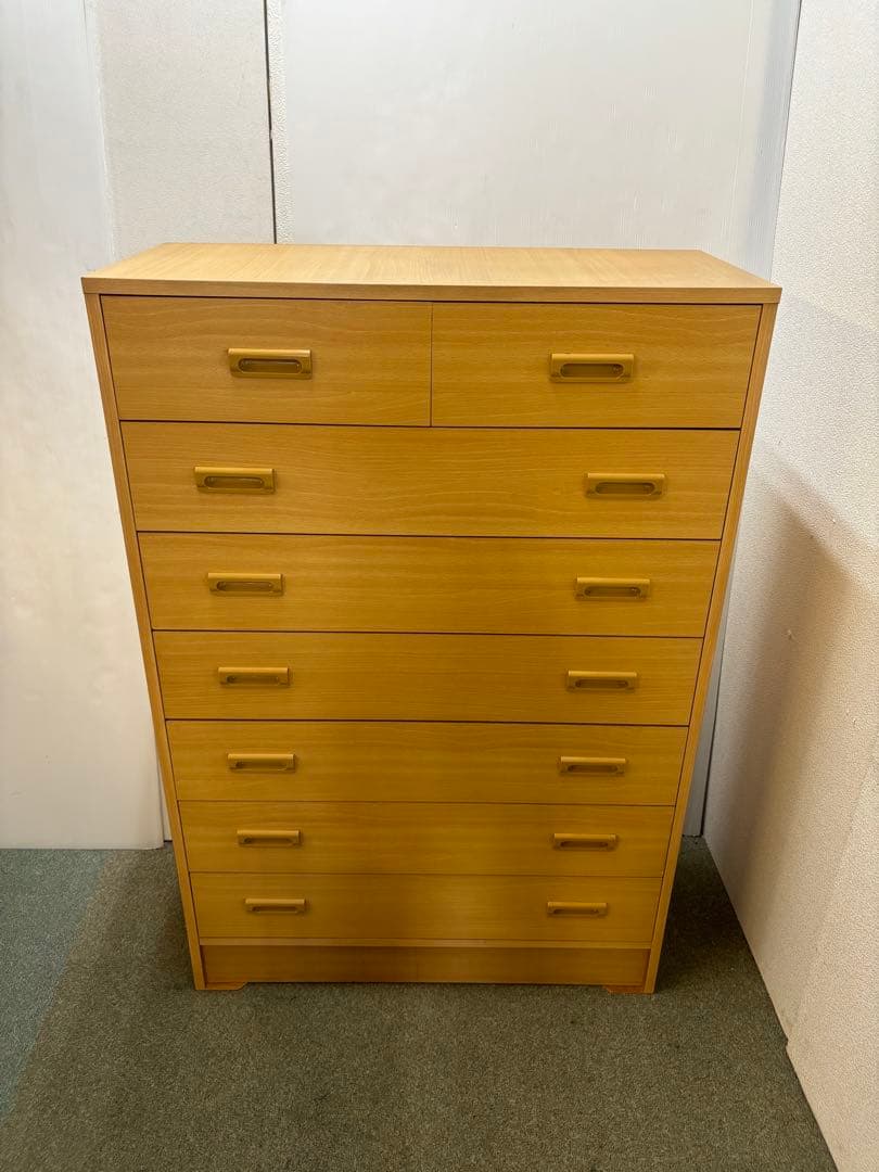 昭和レトロ家具　当時物　北欧風7段ハイチェスト　整理タンス