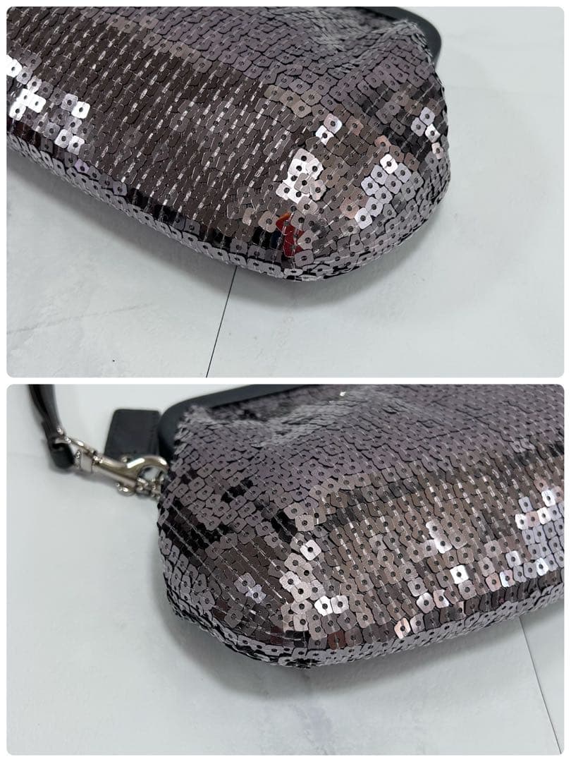 ◎美品◎ COACH スパンコール kisslock パーティバッグ シルバー
