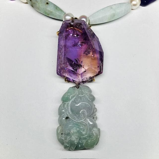 【Philippe FERRANDIS】翡翠アメジストのカラーストーンペンダント