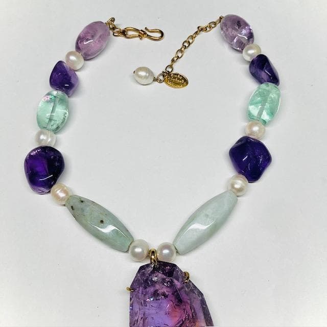 【Philippe FERRANDIS】翡翠アメジストのカラーストーンペンダント