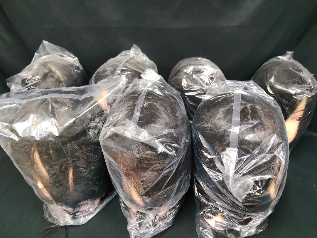 【7体セット】美容師国家試験 カットウィッグ 50B 人毛MIX