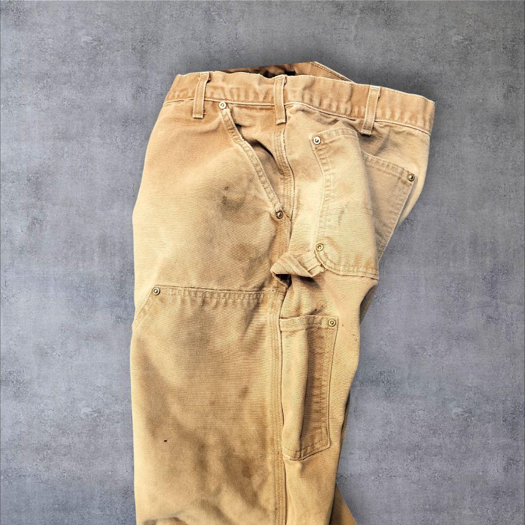 90s USA製 Carhartt ダブルニー ダックパンツ 極上フェード ML