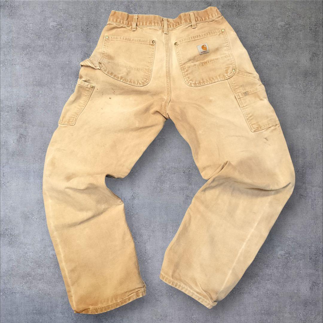 90s USA製 Carhartt ダブルニー ダックパンツ 極上フェード ML