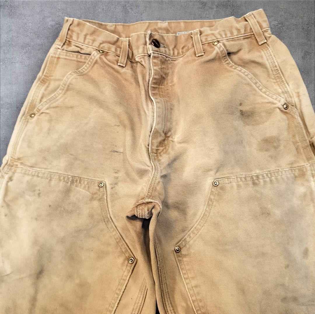 90s USA製 Carhartt ダブルニー ダックパンツ 極上フェード ML