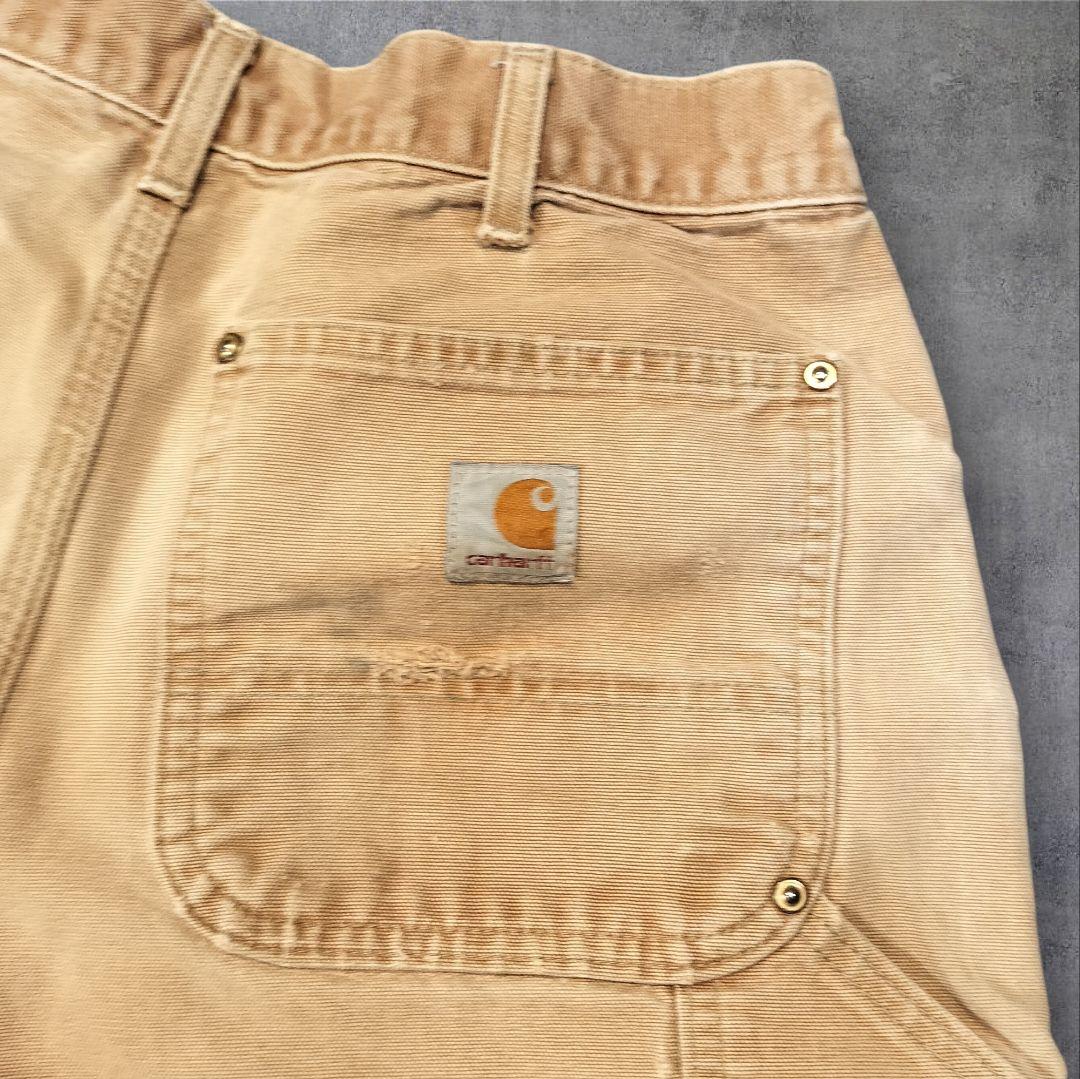 90s USA製 Carhartt ダブルニー ダックパンツ 極上フェード ML