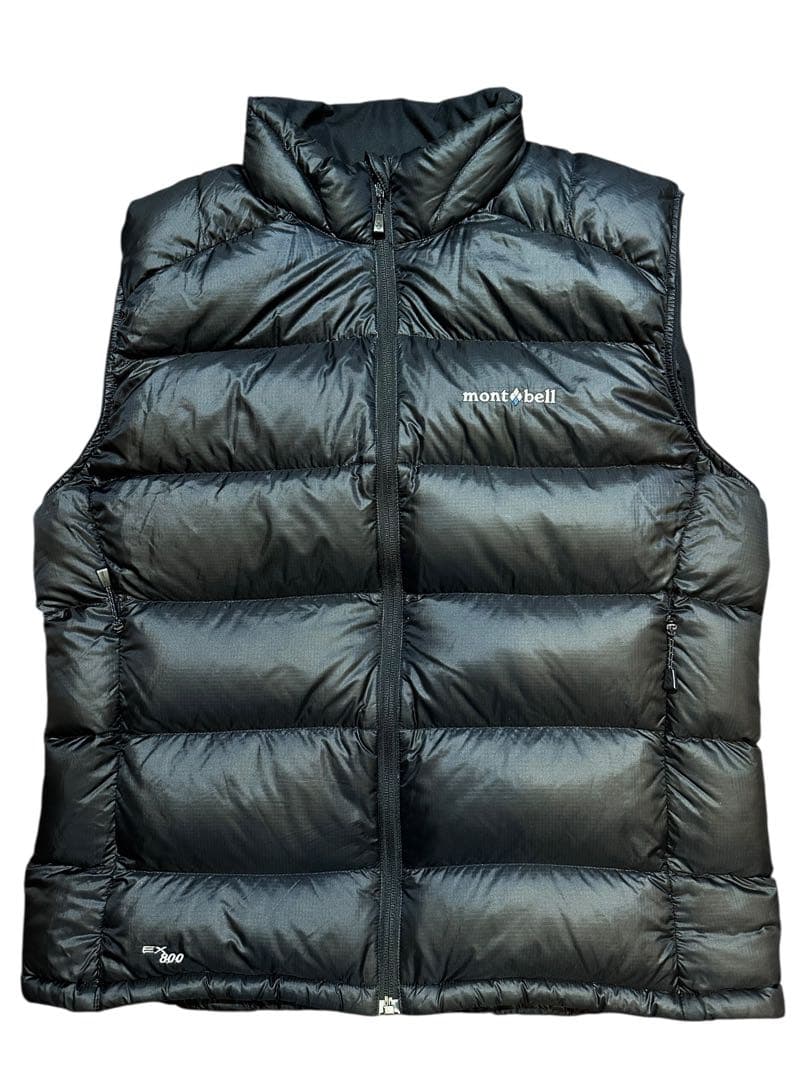 美品 モンベル ダウンベスト EX800 メンズ L ブラック 黒
