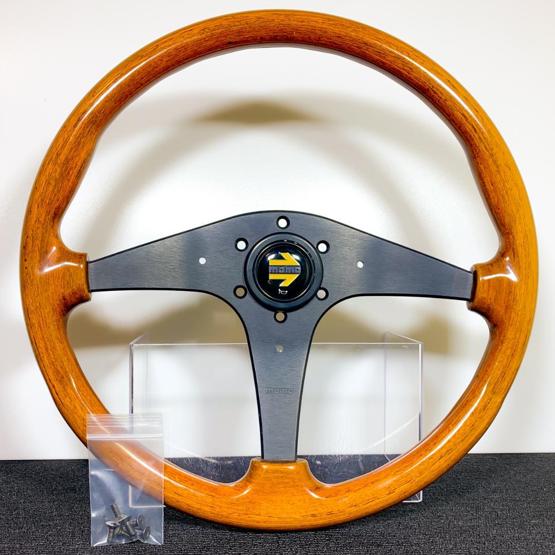 良品 モモ ウッドステアリング 36.5φ 94年製 ホーンボタン＆ネジ6本付き