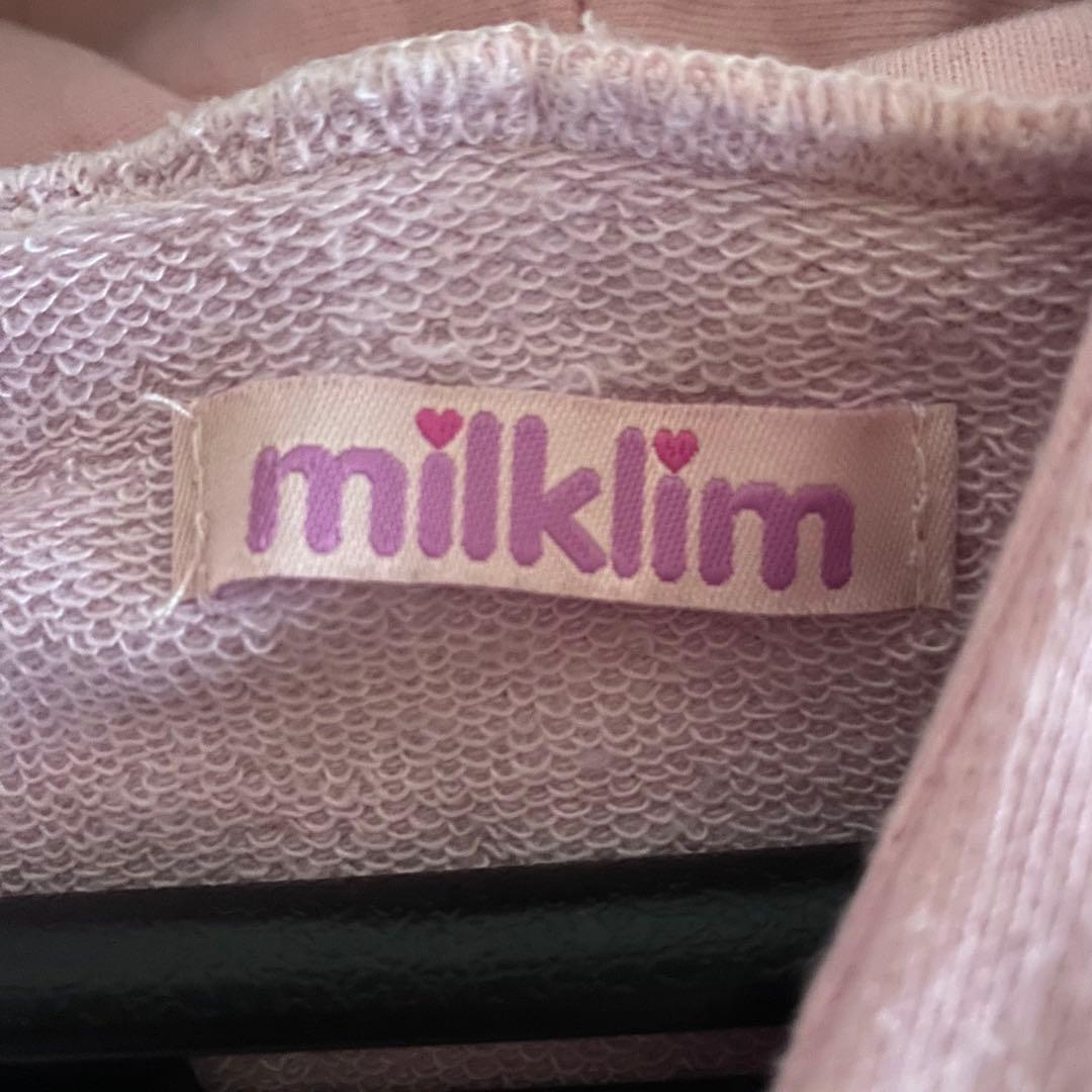 希少　ミルクリーム　パーカー　フーディー　クマ　熊　ピンク　ワッペン　ゆめかわ