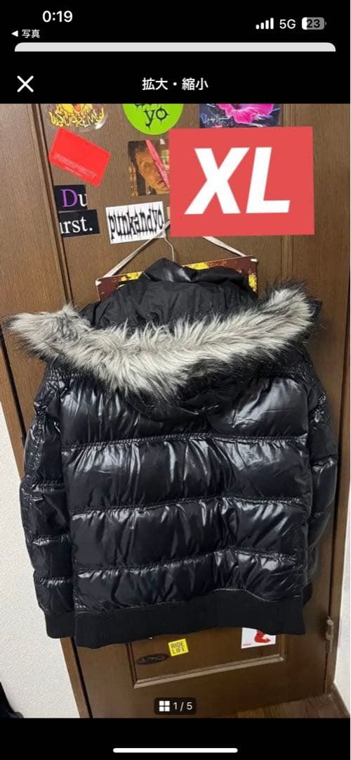 XL ブラック ダウンジャケット ファー付き