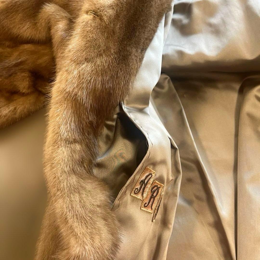 リアルファー　ミンク　コート　高級　S美品　キャメル色