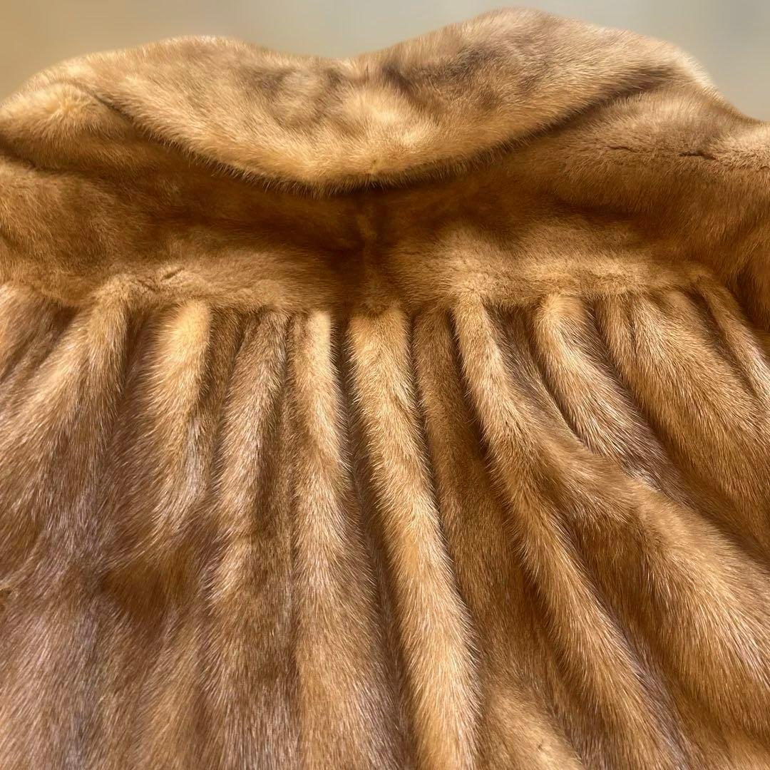 リアルファー　ミンク　コート　高級　S美品　キャメル色